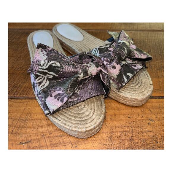 Womens Rebecca‎ Minkoff Giana Espadrille Bow Sandals Purple Slides Size 9M - Picture 2 of 13